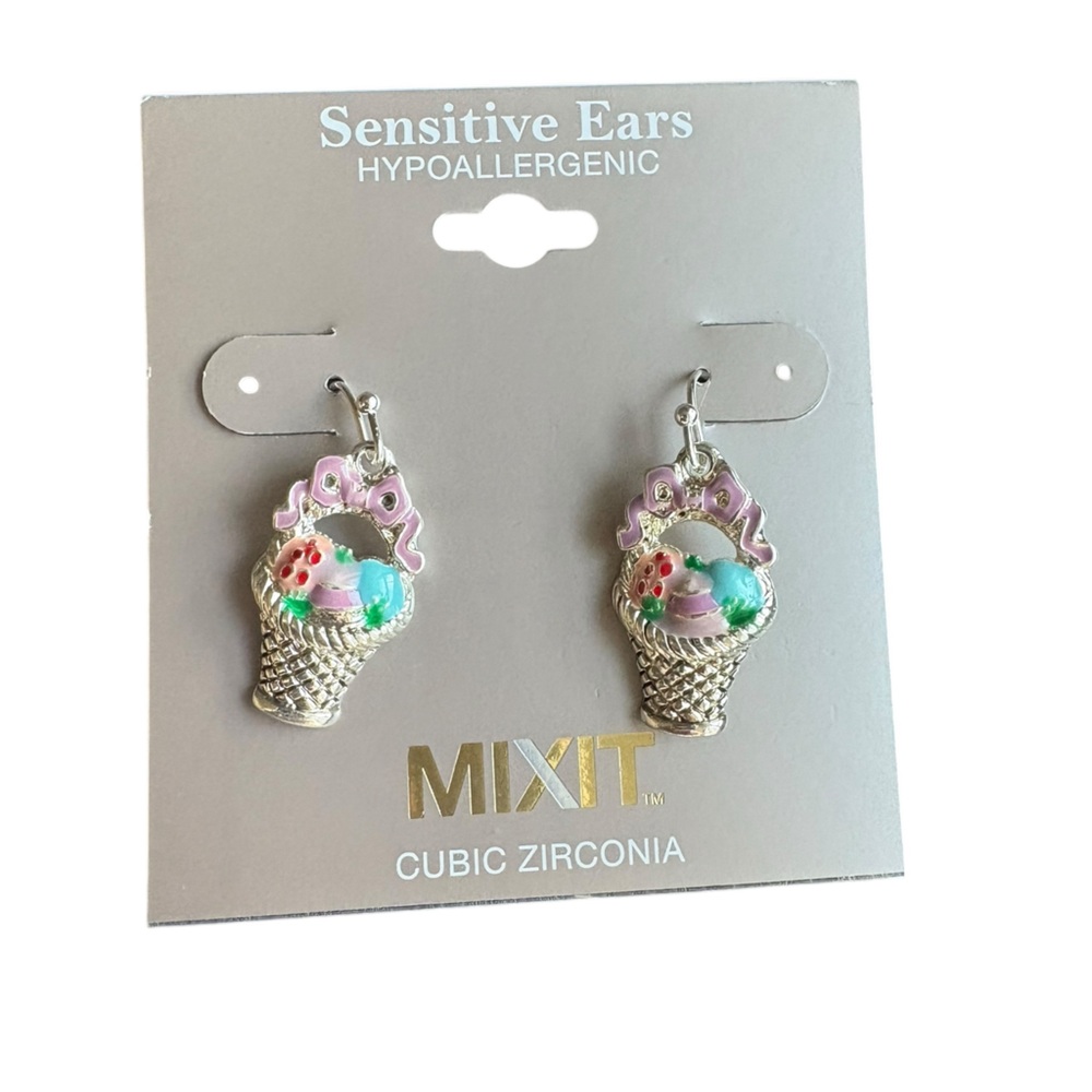 Mixit Silver and Colorful Basket Earrings